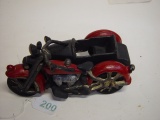 Cast iron reproduction motorcycle with side car 8”L