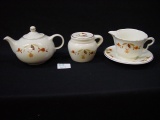 Jewel Tea Autumn Leaf Commemorative Halls Teapot, Sugar, & Creamer Set