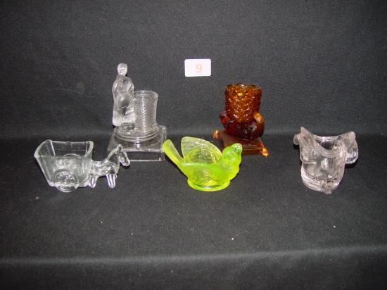 4 Figural Toothpick Holders, including Saddle