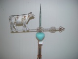 Tin Cow Weather Vane, Blue Ball With A Chip