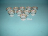 (10) Hand Painted Porcelain Salts On Dtand