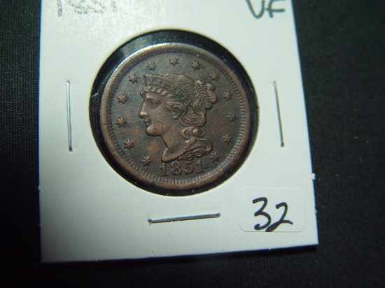 1851 Large Cent   VF