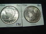 Pair of BU 1924 Peace Dollars