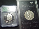 Pair of Proof 40% Silver Ike Dollars: 1971 & 1973