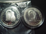 Two 1992 White House Silver Dollars:  BU & Proof