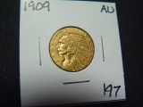 1909 $5 Gold Indian   AU