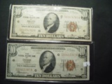 Pair of 1929 $10 Federal Reserve Bank of Chicago