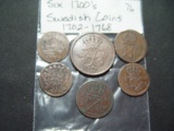 Six 1700's Swedish Coins