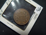 1867 Two Cent Piece   Fine+