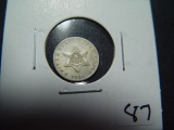 1851 Three Cent Silver   VF+