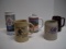5 Beer Steins including one Marked India Panama Horse Hat. which