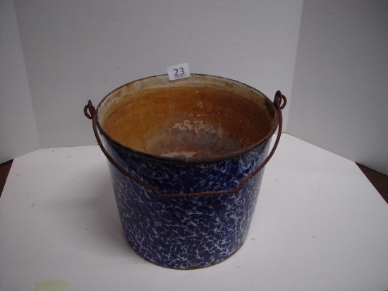 Cobalt Blue Enamel Ware Bale Handle Bucket