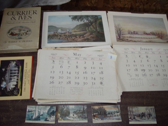 Job Lot of Currier & Ives, Calendar Pages from 1957 to 71, &
