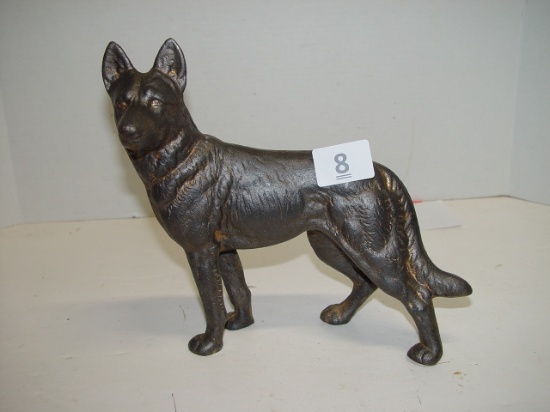 Contemorary Cast Iron Dog Bank, 9"T