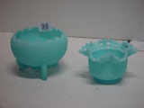 2 Pieces of Fenton, 1 signed, small roughness on feet of footed bowl