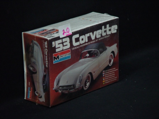 Monogram '53 Corvette Unassembled Model Kit, 1/24 Scale Sealed In Box