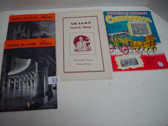 2 Aragon Ballroom 1948 Menus, 1 1950 Trianon Ballroom Menu, &