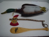 Rubber Duck & Souvenir Tomahawk & Paddle