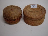 Native Made in Canada Basket w/Lid & Pine Needles Basket w/Lid