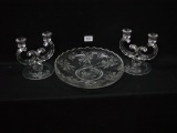 3 Piece Glass Consol Set, Fostoria ??