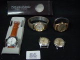 Job Lot of 5 Watches, Timex, Westclox, PCA, Benrus, & Signature