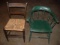 Stenciled Chair With Rough Seat, & Captain's Chair