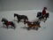 4 Horses, 2 Pot Metal  1 Canadian Mounties (leg has been glued) &