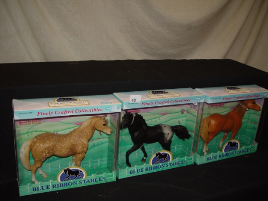 3 Blue Ribbon Stables Horses, Quarta Horse, Spanish Barb, &