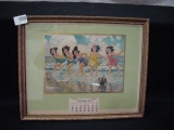 1943 Framed Advertising Calendar, “The Dionne Quintuplets” From