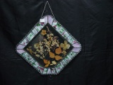 Stained Glass Hanging w/Pressed Flowers, 17