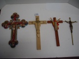 4 Religious Crucifixes, 9” to 12”T