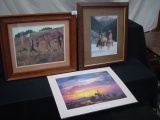 2 Framed Western Prints, 1- 17.5