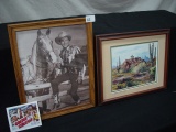 2 Framed Prints, 1- Reprint of Roy Rogers & Trigger, 15.5