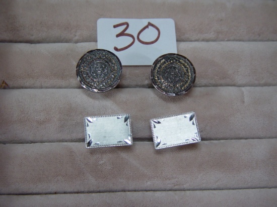 2 Sets of Sterling Silver Cuff Links 0.855 Troy Oz.