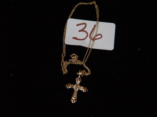 10 KT Gold Cross & Chain 1.7 Grams (18")