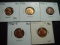 Five BU Lincoln Cents: 1935, 1936, 1938-S, 1939-S, 1942-S-