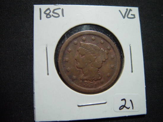 1851 Large Cent   VG