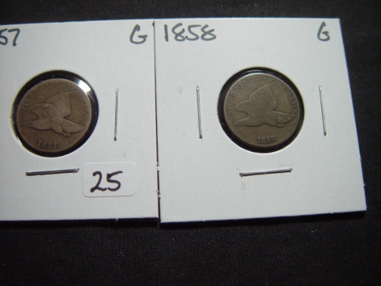 Pair of Flying Eagle Cents: 1857 & 1858