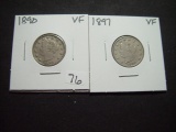 Pair of Earlier VF Liberty Nickels: 1890 & 1897