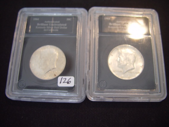 Two 50 Cent Kennedy's BU 1964-D & 1964-D 90% Silver
