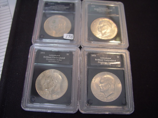 Four Eisenhower $1 1971, 1972, 1973 & 1974-D