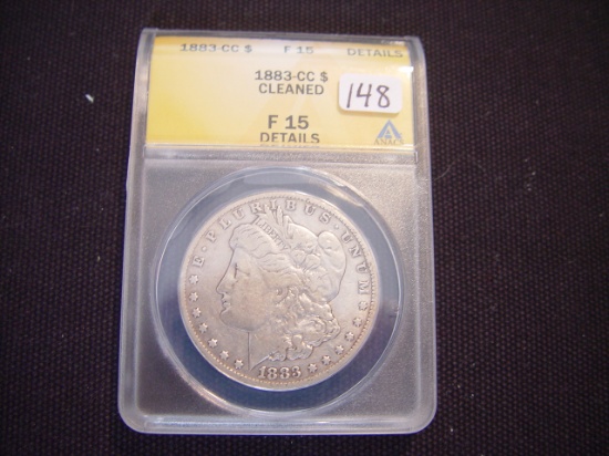 Morgan $1 1883-CC F15 Cleaned ANACS