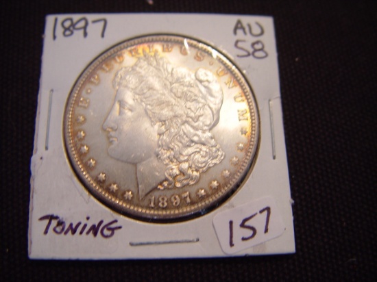 Morgan $1 1897-O AU Toning