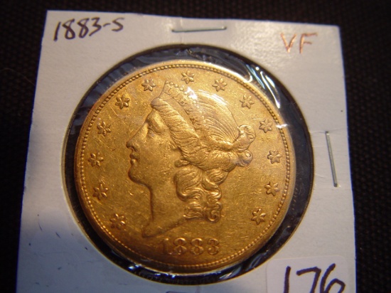 1883-S $20 Gold Liberty VF