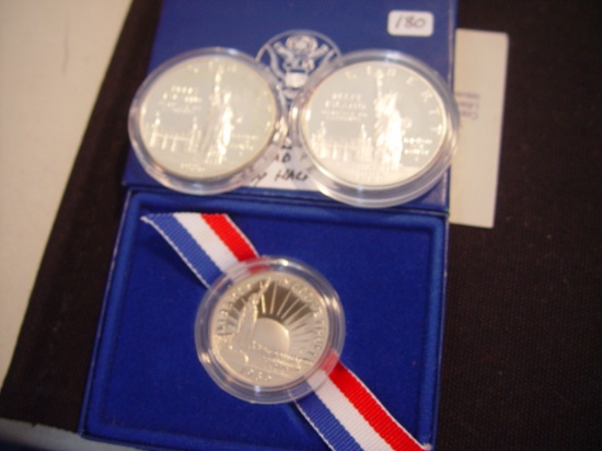 Two 1986-S $1 Silver Proofs Liberty One 1986 Clad Proof -- Liberty