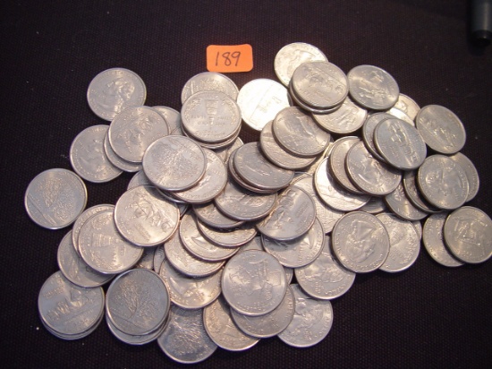 25 Cent State Quarters 83 Total 1999 - 2003 All P's BU Clad