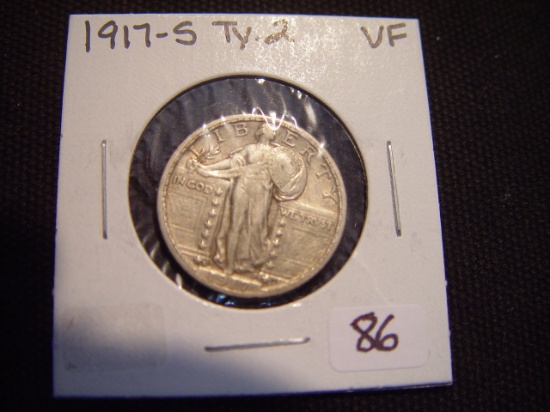 1917-S Type 2 25 Cent Standing Liberty VF