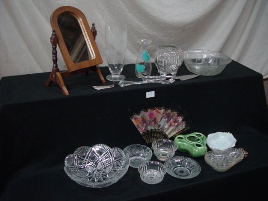 Job Lot Misc. Press, Etched & Painted Glassware, Including