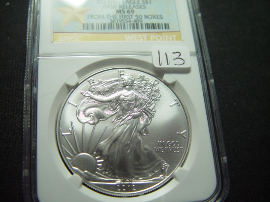2012(W) First Releases BU Silver Eagle  NGC MS69