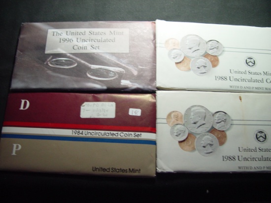 Four Mint Sets: 1984, (2) 1988, 1996